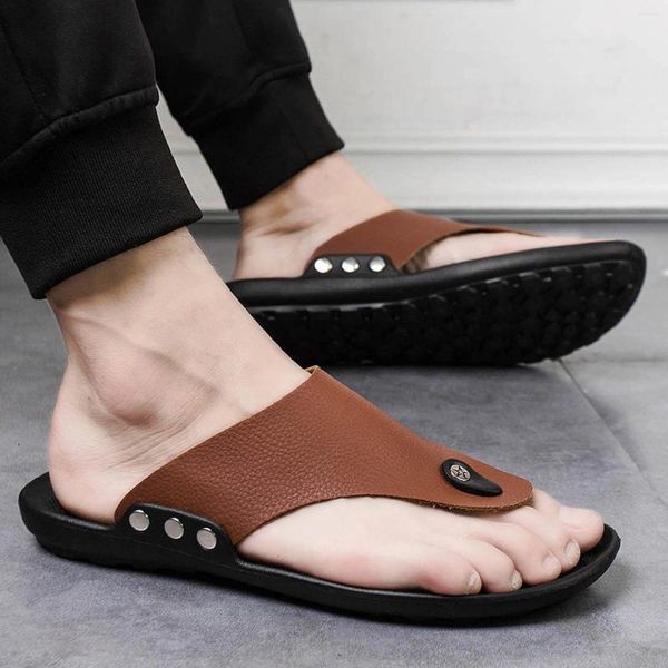 Hausschuhe Männer Sommer Flip Flop Beach Slipper bequemer T-Strap Open Toe Classic Flat Sandals Flops Mann Hombre Zapatos