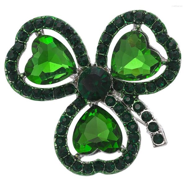 Broşlar Shamrock Pin St Patricks Günü Yatırır Kavuz Pimleri İrlanda Takı Vintage Kristal Çiçek Elbise Aksesuarları Hediye