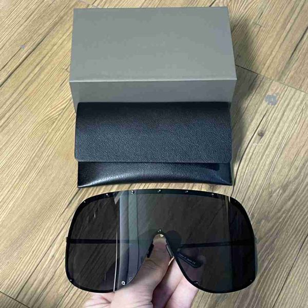 Übergroße Maske Sonnenbrille für Frauen Männer schwarze Metall/dunkelgraue Wickelgläser Eyewear Unisex CDSQ