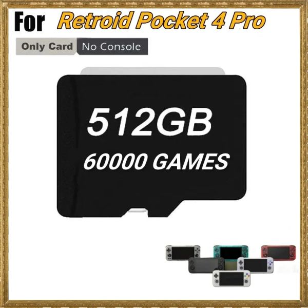 Cards Retroid Pocket 4 Pro TF Card per RP4+ Populante gioco retrò classico PS2 PSP 3DS Android portatile Video per videogiochi 512G SD