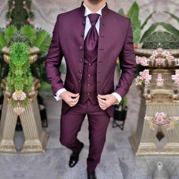 Abiti da uomo matrimonio bordeaux per uomini in forma slim cot di gilet a petto singolo pantaloni da 3 pezzi da sposo formale smoking da ballo da ballo da ballo da ballo da ballo