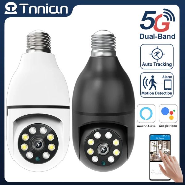 Камеры Nian 3MP Wi -Fi E27 Лампа IP Camera 360 PTZ Auto Tracking True Wireless Lamp Surveillance Камера 20м полноцветное ночное видение