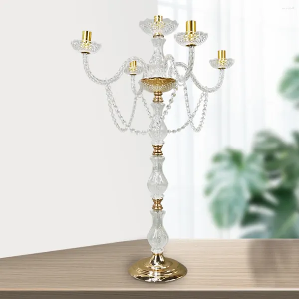 Decoração de partido 12pcs) 88 cm de altura) 5 braço acrílico candelabra cilindro holstick para vaso de casamento peças centrais