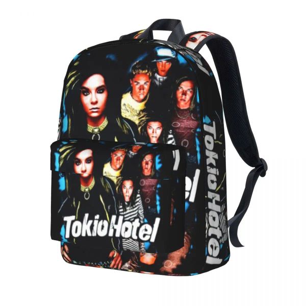 Bolsas Tokio hotel backpack moda rock alemão menina poliéster viagens mochilas grandes bolsas modernas para o ensino médio mochila de natal presente de natal