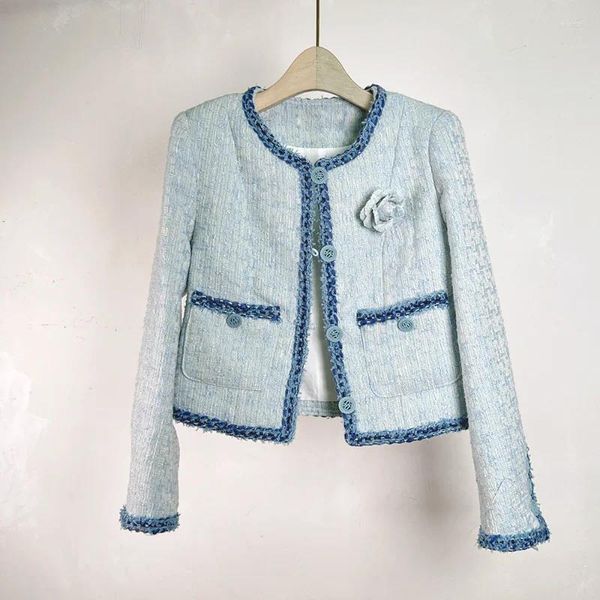 Giacche da donna francese blu delicata cappotto fragranza delica