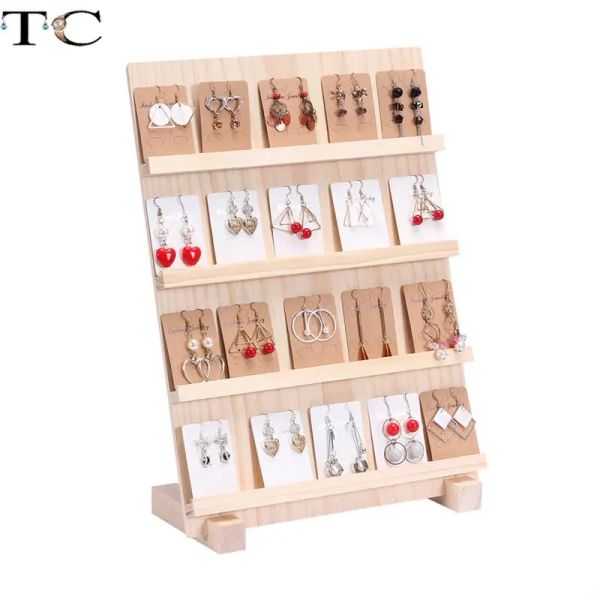 Brieftaschen massives Holz Mehrschichtschmuck Display Ständer Ohrringe Armband Display Schmuckstand Wallet Mobiltelefon Display Ständer