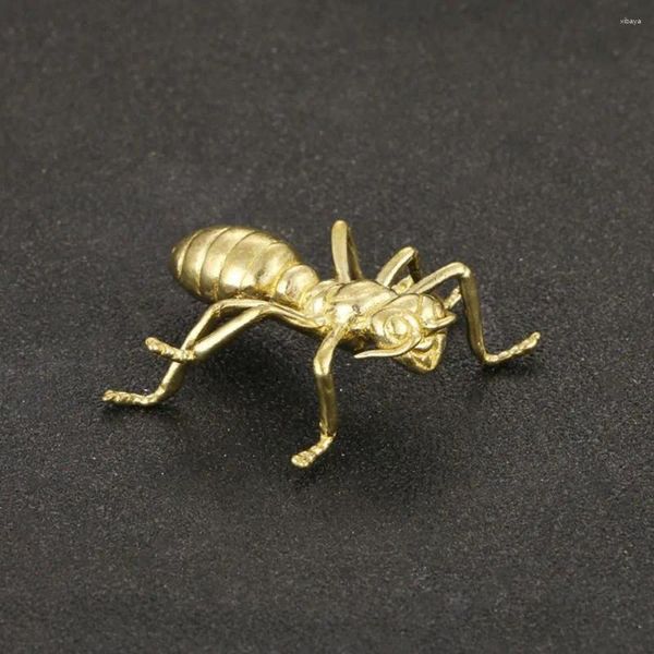 Figurine decorative 3D Antique Antic Ant Sculpture Creative Solid Durement Ottone Durevole Ornamento intagliato in rame da tè da tè