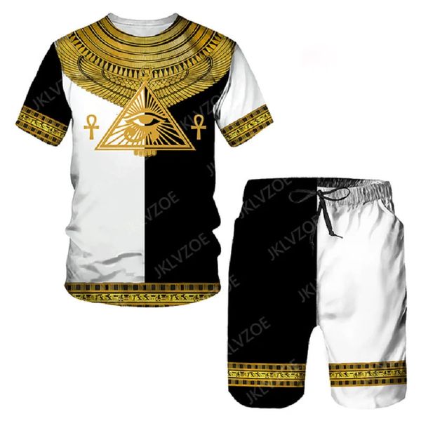 Set da uomo antico Egitto Horus God Thirt Shorts Shorts Scontro Summer Stampa 3D 3D Egitto Simboli Abbigliamento per tees Shorts Shorts 240417