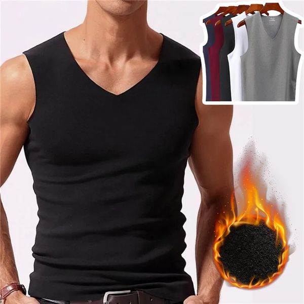 Thermalsweste Herren Unterwäsche Herbst Winter Long Tanp Top Vneck Seamless für Mann 240412