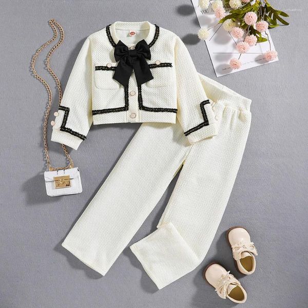 Kleidungssets Kindermädchen Kleidung 2024 Frühling Elegante Prinzessinstil -Outfits für Kleinkind -Baby -Mädchen Langarmjacke Hosen