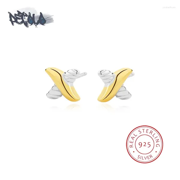 Orecchini per borchie S925 Sterling Silver for Women Elegante dono creativo per l'anniversario creativo a due toni