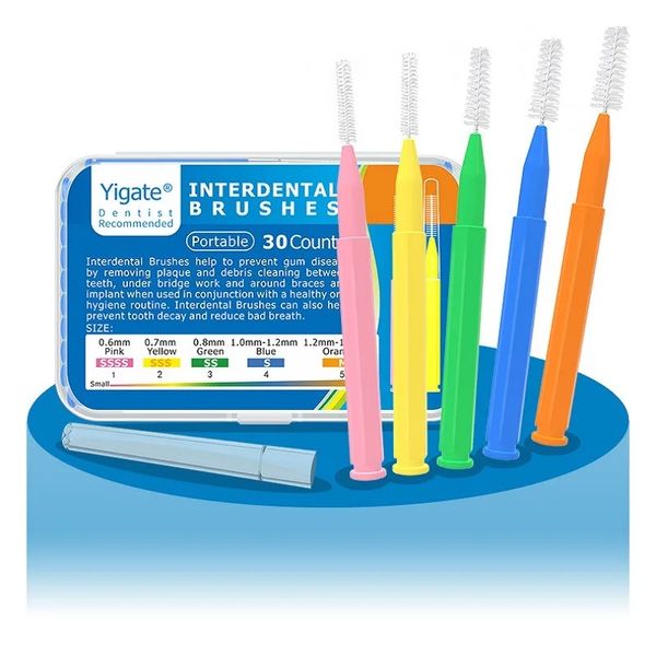 30pcs Interdental Fırçalar Sağlık Dişleri Beyazlatma Beyazlatma İnterdantal Saklatıcılar Ortodontik Diş Diş Fırçası Oral Hijyen Aracı