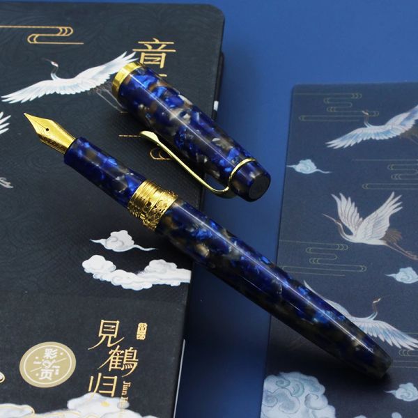 Penne Smooth Writing Manuale in stile cinese Resina Iridium Metal Fountain Pen