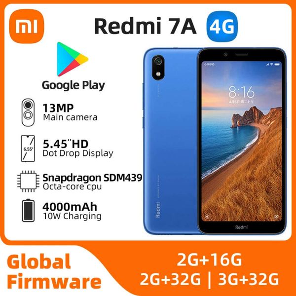 Используется Xiaomi Redmi 7a Android 4G разблокирован 5,45 дюйма 3 ГБ оперативной памяти 32 ГБ ПЗУ все цвета в хорошем состоянии Оригинальный сотовый телефон