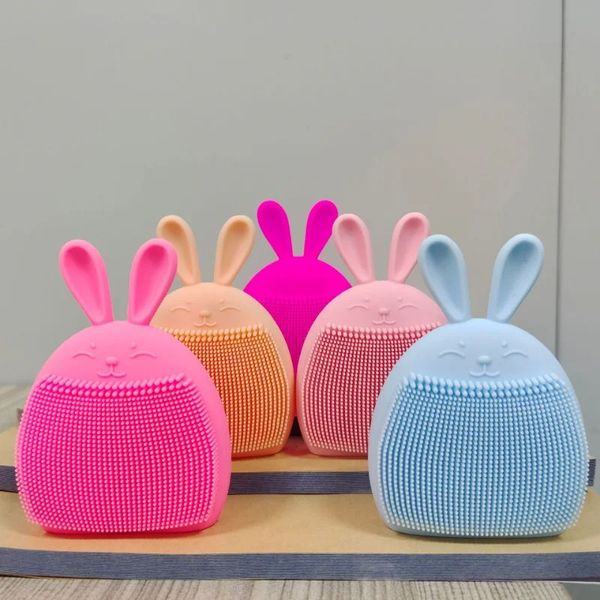 2024 1 PC Rabbit Shape Silicone Face Limpeza Pincel para lavar face de lavander