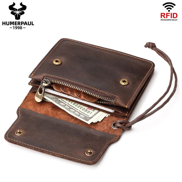 Carteiras Nova Chegada Slim Carteira Vintage Homem Men Genuíno Couro Pequeno Bolsa de Moedas RFID Top Liche Casé Cardeiro Mini Bolsa de Dinheiro da Embreagem