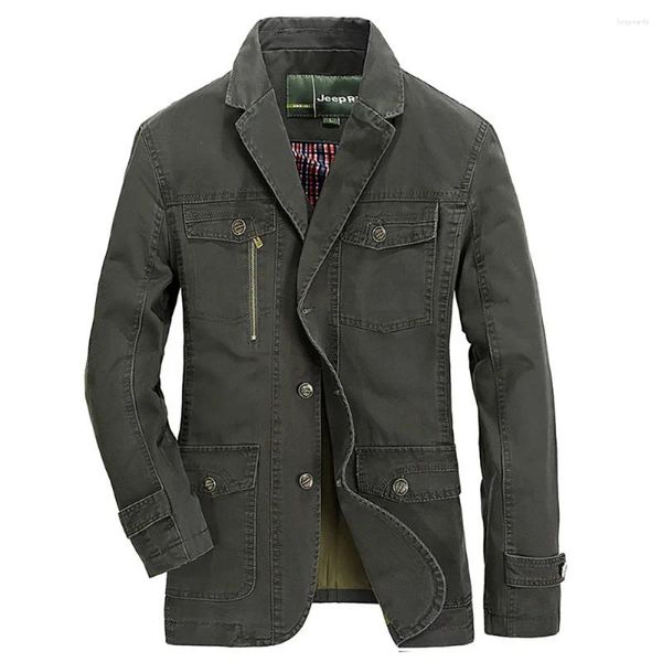 Jackets masculinos Spring Autumn Cotton Blazer Jacket Men casual solto fora de casaco