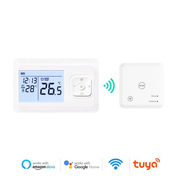 Controllo WiFi RF Termostato wireless intelligente per la sala caldaia a gas riscaldamento Smart Remote Temperature Controller funziona con Google Home Alexa