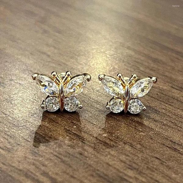 Hengste Ohrringe süße Frauen Schmetterling Ohrstifte Knorpel Kubikzirkonia Gold Farbe Mini Tragus Piercing Korean Mode Schmuck