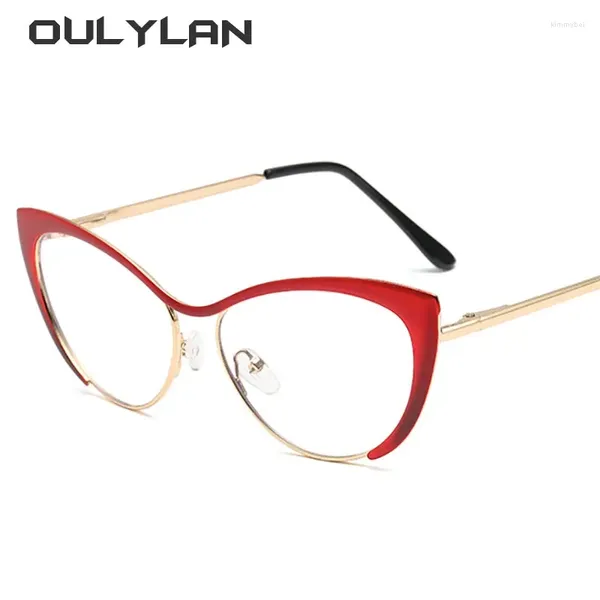 Sonnenbrillen Frames OUlylan Metal Cat Cat Eye Gläser Rahmen Frauen Mode Anti Blue Light Spectacle Ladies Office Dekorative optische Brille