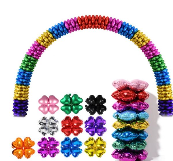 4 pétalas corações de folhas de folhas Balões de flores 18 polegadas para construção de balões Arco para coluna para festas de festas de aniversário de casamento Toys7821876