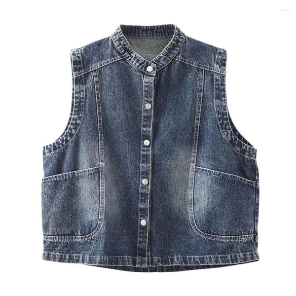 Coletes femininos femininos femininos vintage coletes outono retro casual casual casacos soltos roupas sem mangas venda feminino punk streetwear jeans