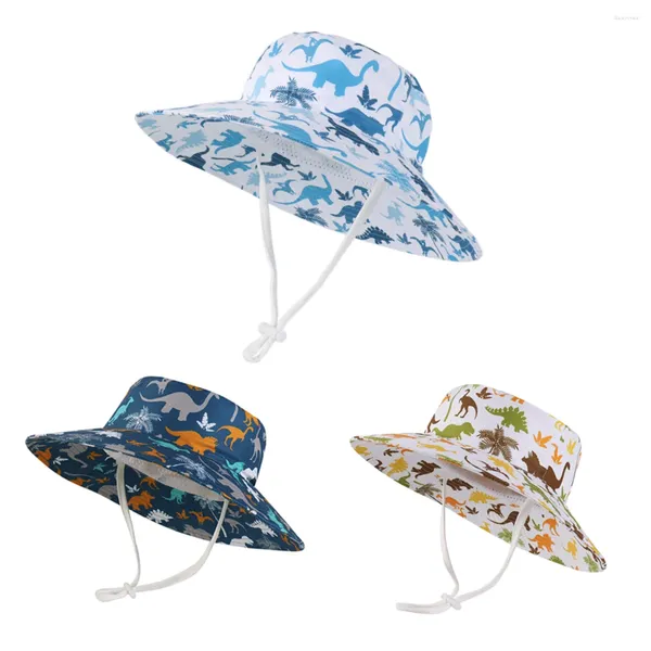 Berets Baby Jungen Sonnenhut UPF 50 Schutzkind Dschungel Dinosaurier Eimer Sommer Kids Beach Hüte breit Krempe Outdoor Spiele