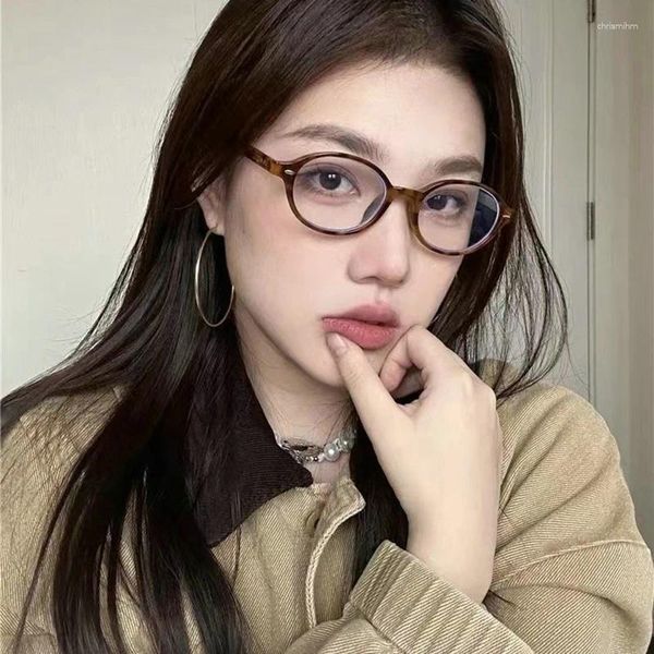 Солнцезащитные очки dlidw Корея ретро овальные милые очки рамки женщины прекрасные в Ins без макияжа простые мужчины.