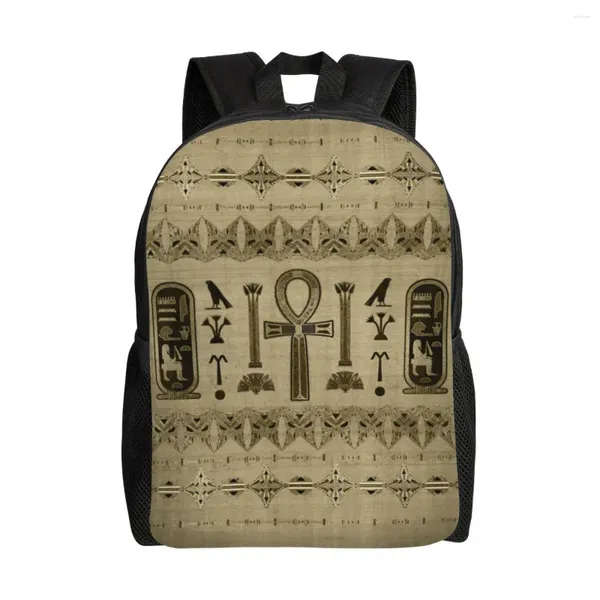 Mochila egípcia Cross Ankh for Momen Men Men College School Students Bookbag se encaixa no laptop de 15 polegadas para o Egito Hieroglyphics Bags