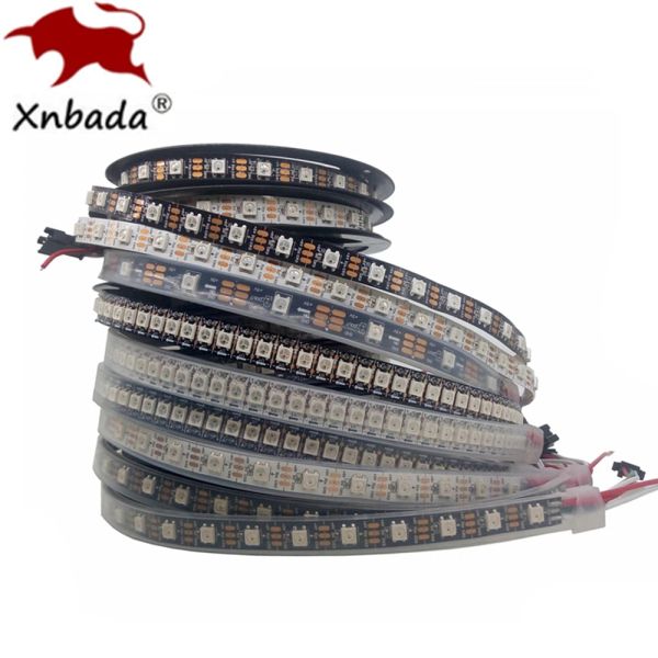 FAVERS DC5V WS2812B ayrı ayrı adreslenebilir 5050 RGB LED Strip WS2812 Akıllı Piksel LED Açık Siyah Beyaz PCB Su Geçirmez IP30/65/67