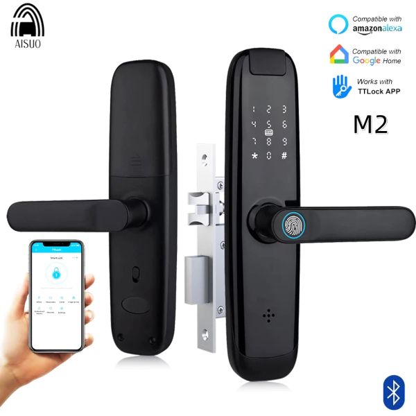 Steuerung von AISUO M2 Bluetooth TT Lock Fingerabdruck Magnetkennwort Kennwort Schlüssel Remote entsperren Temport Passwort Home Smart Door Schloss