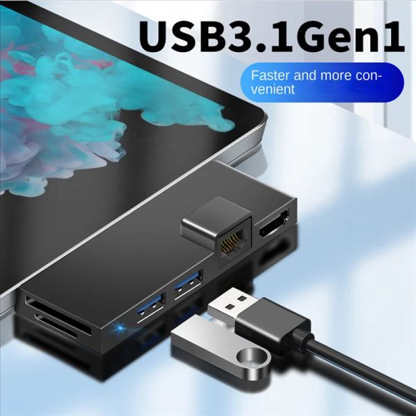 Станции для Surface Pro 4 5 6 Docking Station Hub с 4K HDMicabatible TF Card Reader Gigabit Ethernet 2 USB 3.1 Gen 1 Порт B B.