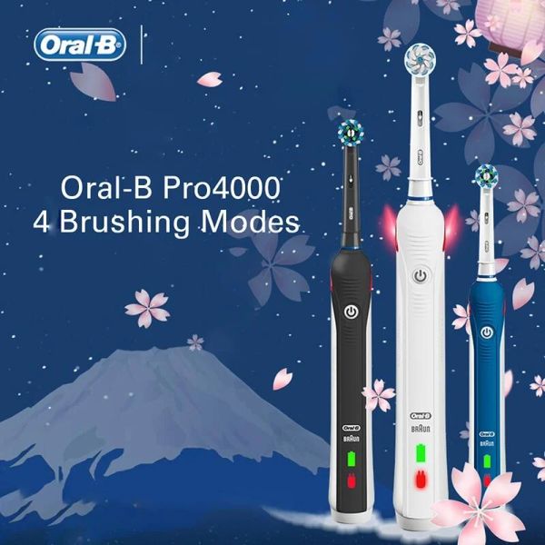 Головы Oral B PRO4000 Электрическая зубная щетка 3D Смарт -зубная щетка Ультразвуковая ультразвуковая щетка ультразвуковой уход