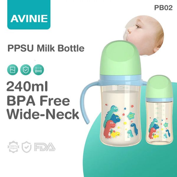 Avinie Double Handle Drop Bottle Child Bottle Wide Caliber Bottle Born Feeding Feeding 160/240ml BPA BPA FREE 240418