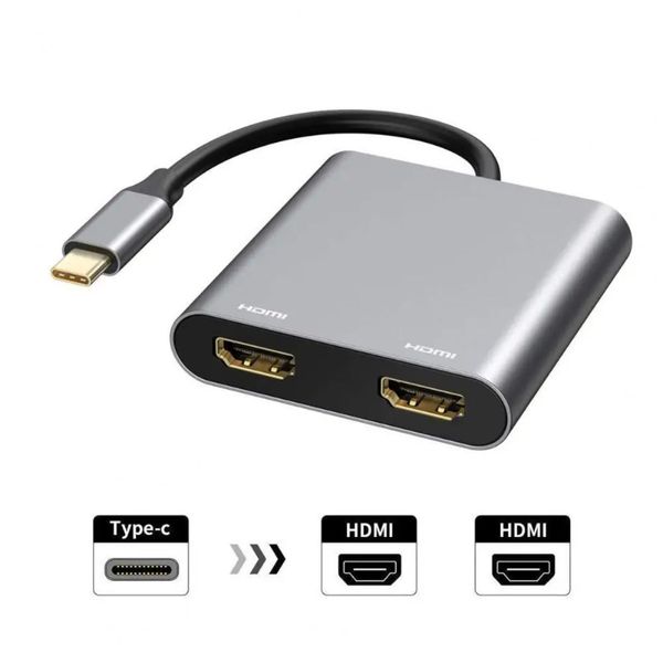 USB Type C hub a doppio 4K HD HD HDMPATIBILE PORTA DI CARICA DELLA STAZIONE USB-C Supporto Display a doppio schermo per MacBook