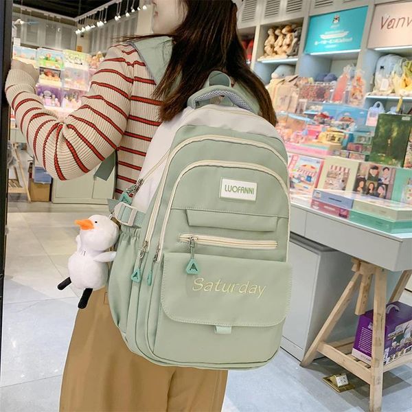 Backpack Fashion Bookbag Student aquático de nylon kawaii garotas fofas laptop preto rucksack feminino para adolescentes bolsa de escola mochila