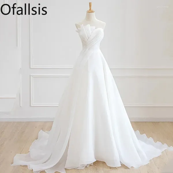 Платья для вечеринок Ofallsis French Style Light Wedding Dress 2024 Главная невеста без бретелек Slim Fit Haved Pography