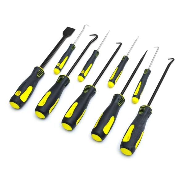 Clipes 9pcs Rasca universal coletor ferramenta de gancho conjunto de correções automáticas ferramenta de reparo de automóveis cromo vanadium aço o anel kits de removedor de vedador de vedação de alça anel