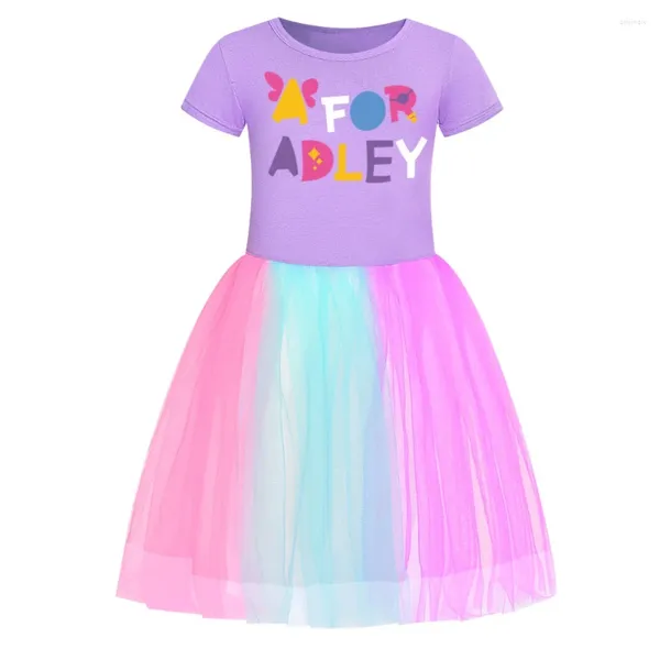 Vestidos de menina A para Adley Rous Kids Summer Manga curta Casual Faixa de cabeça para meninas Fantas de Halloween Princesa vestidos