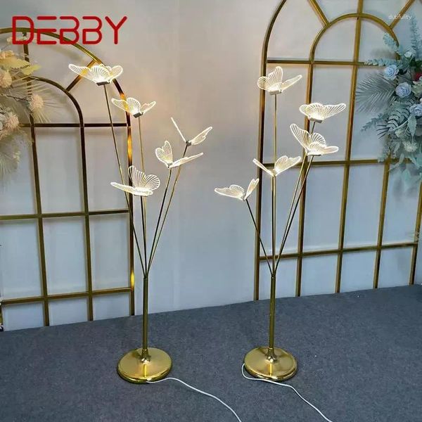 Lâmpadas de chão Debby Lâmpada moderna LED LEDRAFAPE ATMOSFERA LUZ LUZES CREVIDENTE BORBORLEFLY STAPLE para a festa de casamento Fundo