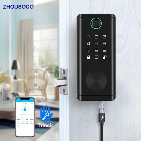 Controllo TTLOCK Bluetooth Smart Fingerprint Lock Smart Electronal Key Box Smart Door con password digitale Chiave di scheda Ic Casa Blocco