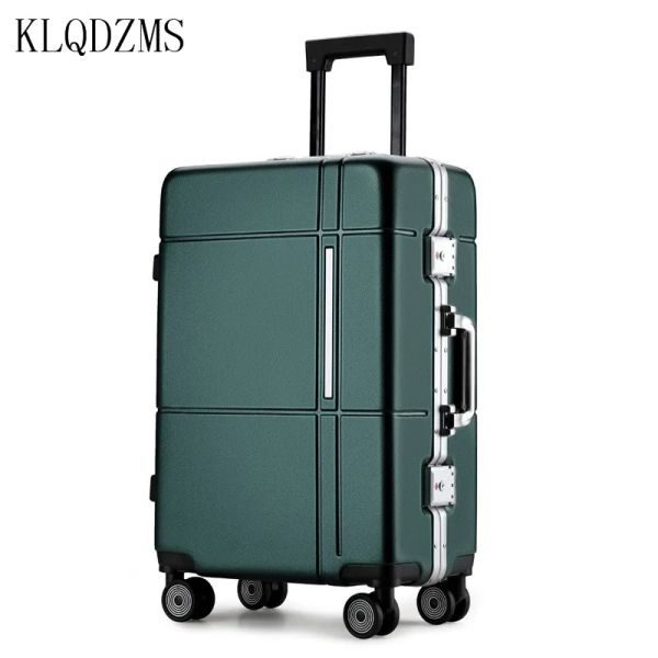 Bagagem klqdzms homens novas malas de moda portátil mudo universal a mala de embarcação Carry On Cabin Rolling bagagem para jovens