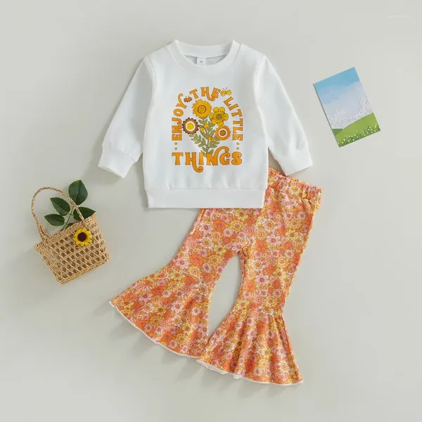 Set di abbigliamento Focus Norm 0-4y adorabili bambini ragazze 2 pezzi di abbigliamento Fiori con maniche lunga