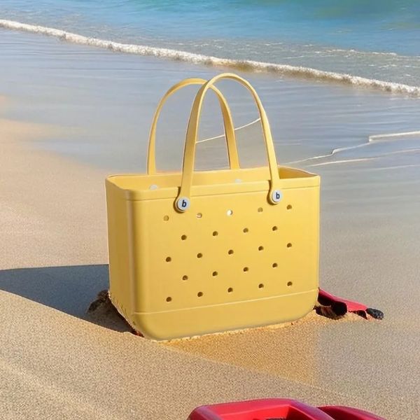 Fashion Beach Bogg Bag Gummi Gummi Wasserdichte Korb große Kapazität Sommerlager Schulter Handtasche Frauen Einkaufstaschen 240417
