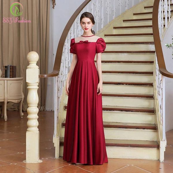 Вечеринка Продажа Продажа Банкет Элегантное вечернее платье для женщин вино красное атласное атласное длинные выпускные платья vestidos de noche