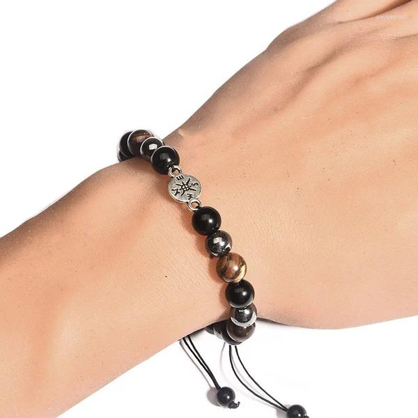 Strand Nature Tiger Eye Stone Bearsed Bracelet Simple Style Compass Jewelry для мужчин и женщин