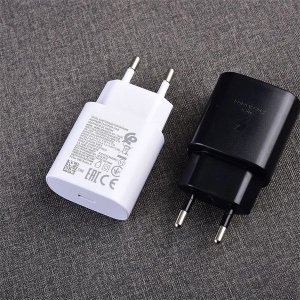 UK Plug Wall Super Fast Charger USB C Para Samsung PD 25W Chargers Galaxy S20 S21 S22 S23 S24 Ultra/ Note10/ Nota 10 Plus Nota 20 Power Adatper 5A 3A UE UE com caixa carregador rápido