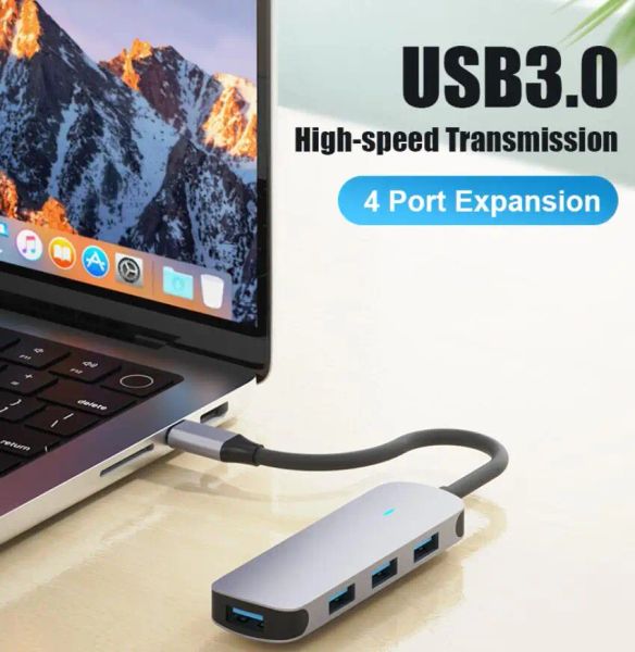 Estações Tipo C USB 4Port Hub 5GPBS de alta velocidade USB 3.0 OTG Splitter Adapter para Lenovo Xiaomi MacBook Pro Air PC Acessórios de computador