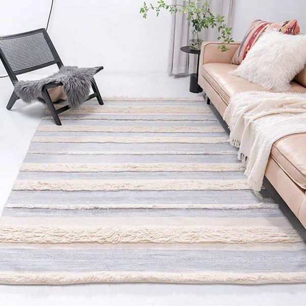 Carpets Marrocos Carpet de lã Marrocos de cabeceira macia de cabeceira nórdica tapete decorativo tapete de quarto de quarto vintage grossa Bohemia geométrica