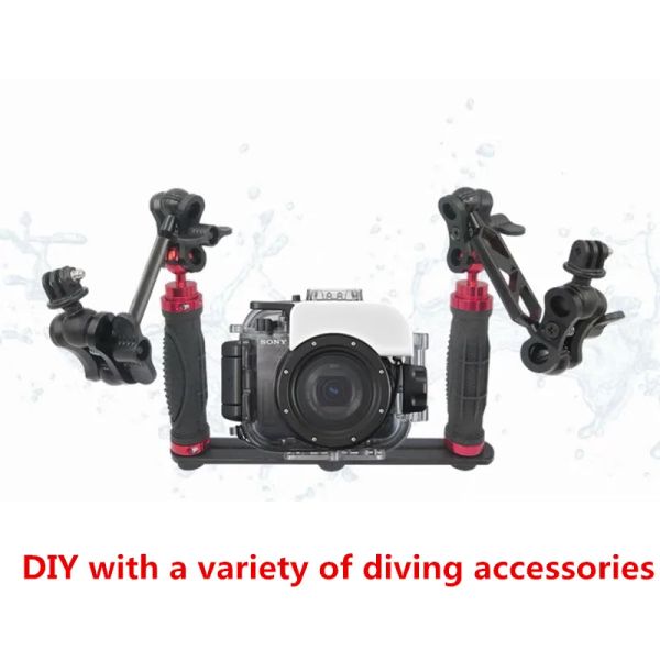 Staffa Staffa Handhed Hand Hand Grip Stabilizer Pangano subacqueo subacqueo su immersione su immersione in vassoio / luce a LED per Go Pro Pro Camera Sjcam Smartphone